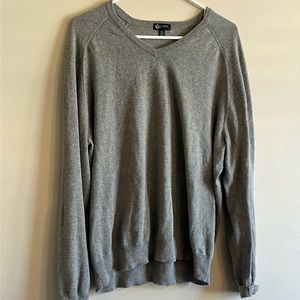 Mens J Crew Gray Large V Neck sweater 95%cotton 5% cashmere